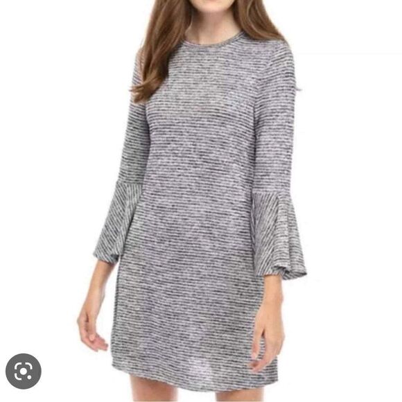 Speechless Hacci Navy Striped Bell Sleeve Dress Size L - Picture 1 of 5